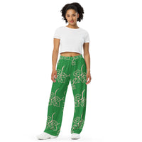 Ivy Print Wide-Leg Pajama Pants / Green