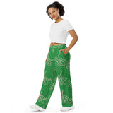 Ivy Print Wide-Leg Pajama Pants / Green